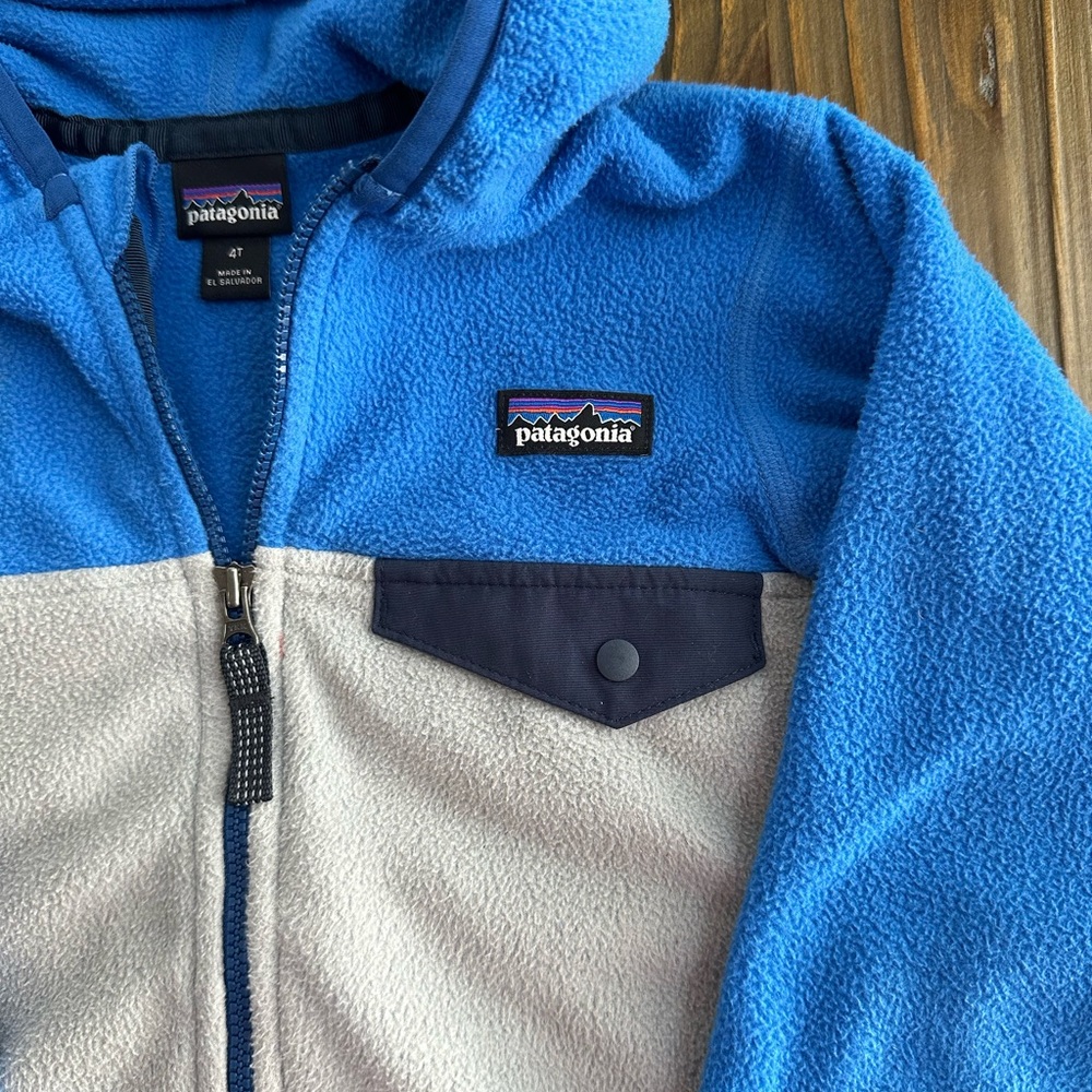 Patagonia Blue and Gray Fleece Sweatshirt